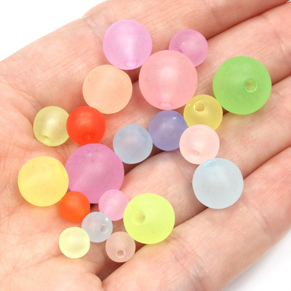 Acrylic Frosted Rounds 6-12mm Mix - Pack of 80g