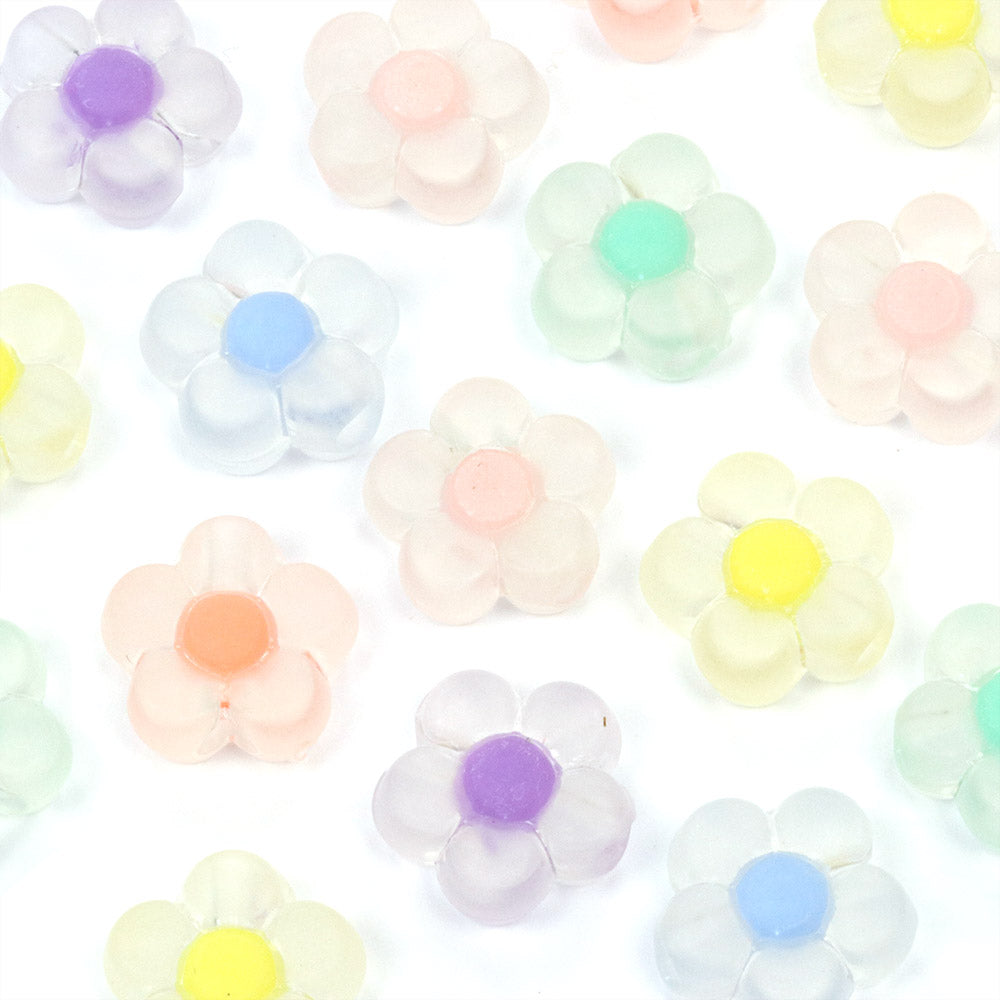 Acrylic Frosted Floating Flower Bead Mix 12x6mm - Pack of 50