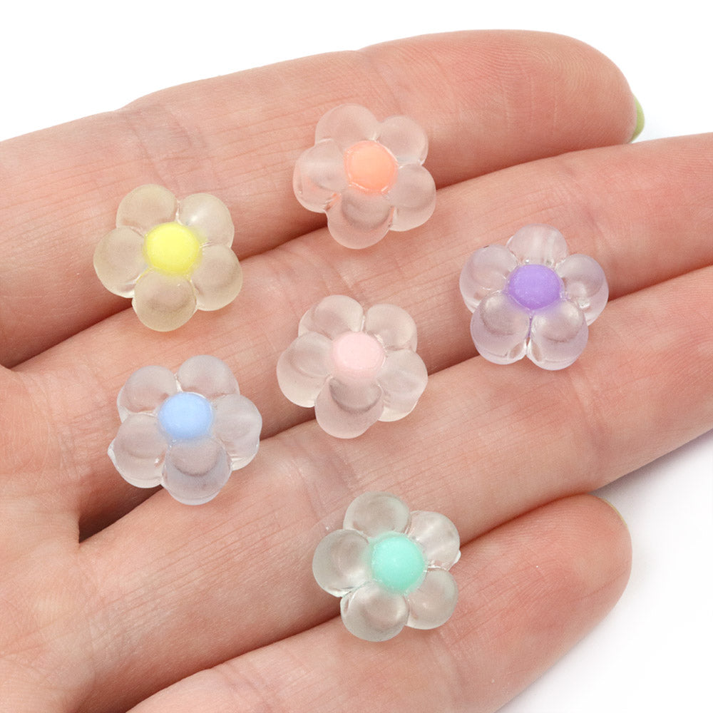 Acrylic Frosted Floating Flower Bead Mix 12x6mm - Pack of 50