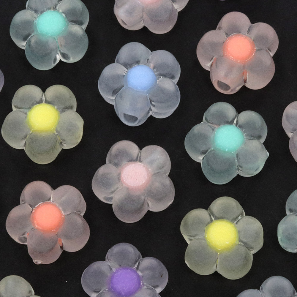 Acrylic Frosted Floating Flower Bead Mix 12x6mm - Pack of 50