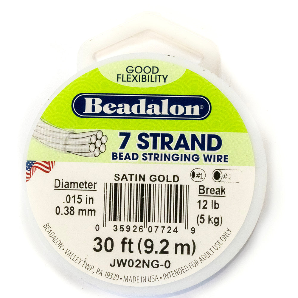 Beadalon Satin Gold Beading Wire 7 strand - Reel of 9m