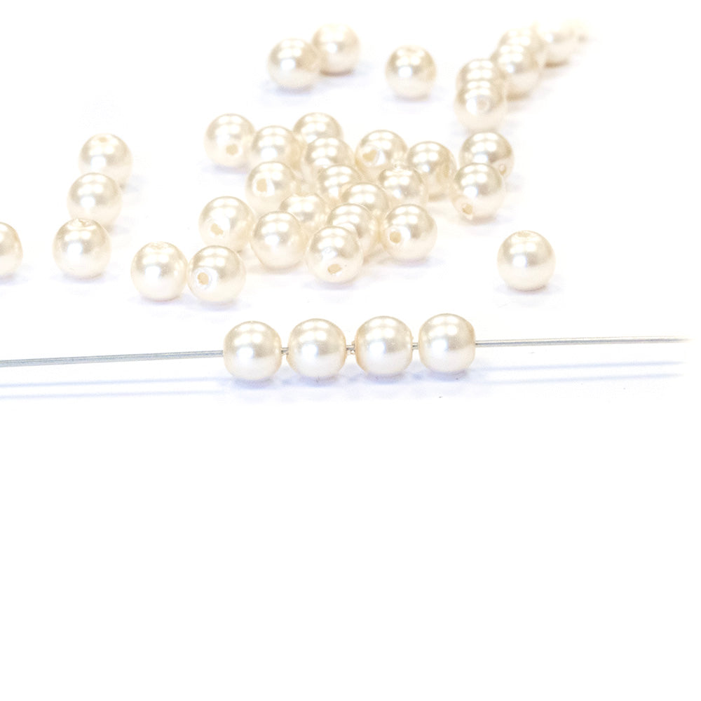 Preciosa Crystal Pearl Light Creamrose Round 4mm - Pack of 20