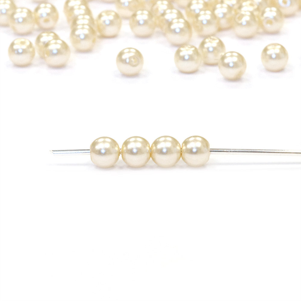 Preciosa Crystal Pearl Creamrose Round 4mm - Pack of 20