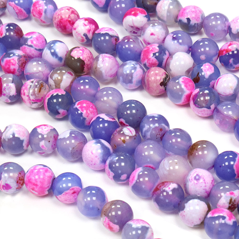 Fire Agate Round 8mm Purple - 40cm Strand