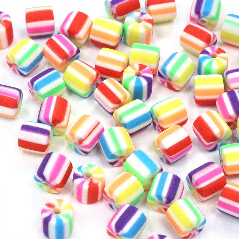 Polymer Clay Rainbow Barrels 6mm - Pack of 50