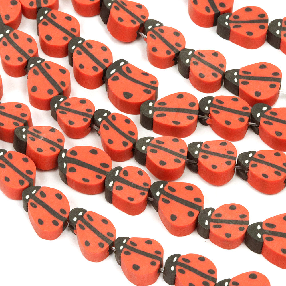 Polymer Clay Ladybirds - 36cm Strand