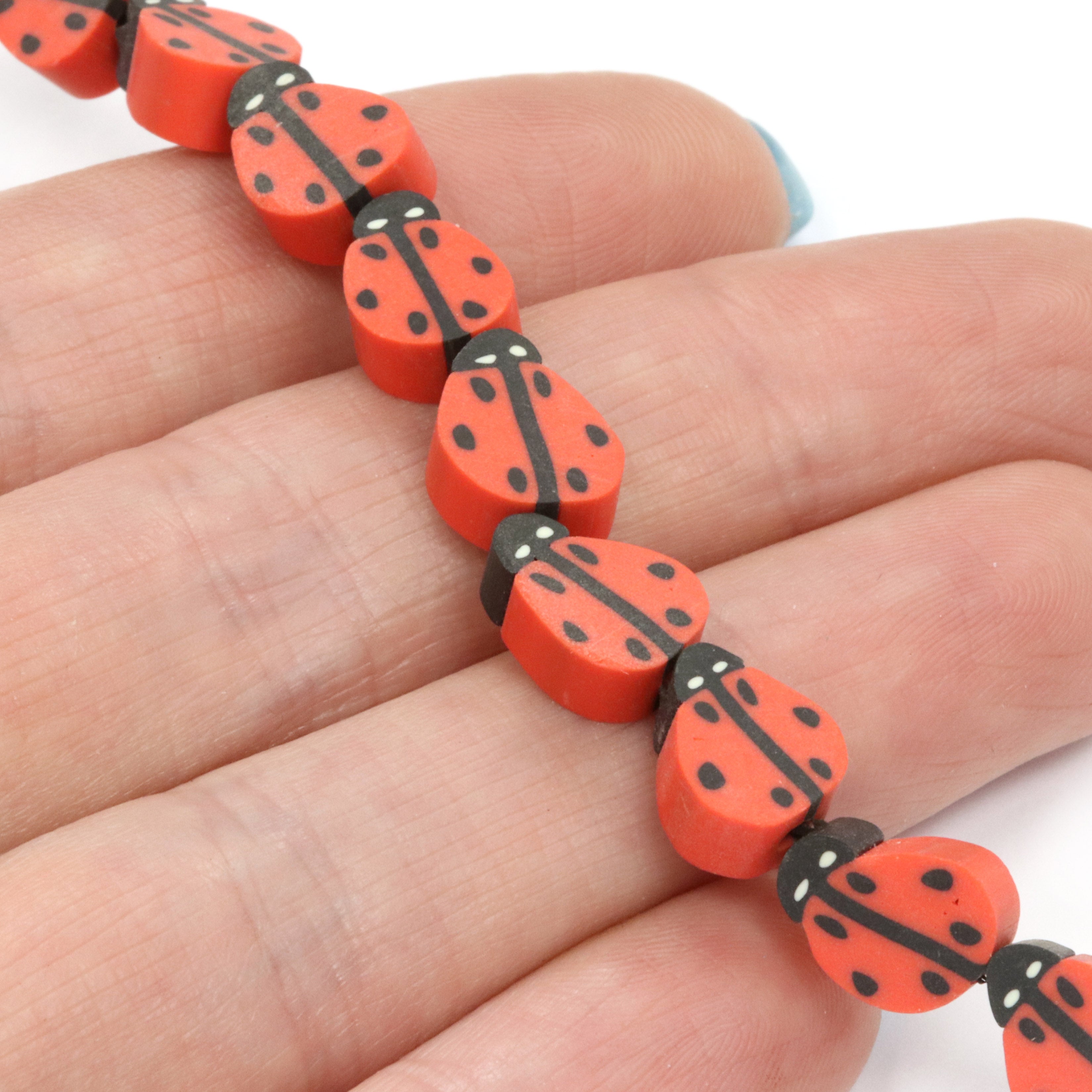 Polymer Clay Ladybirds - 36cm Strand