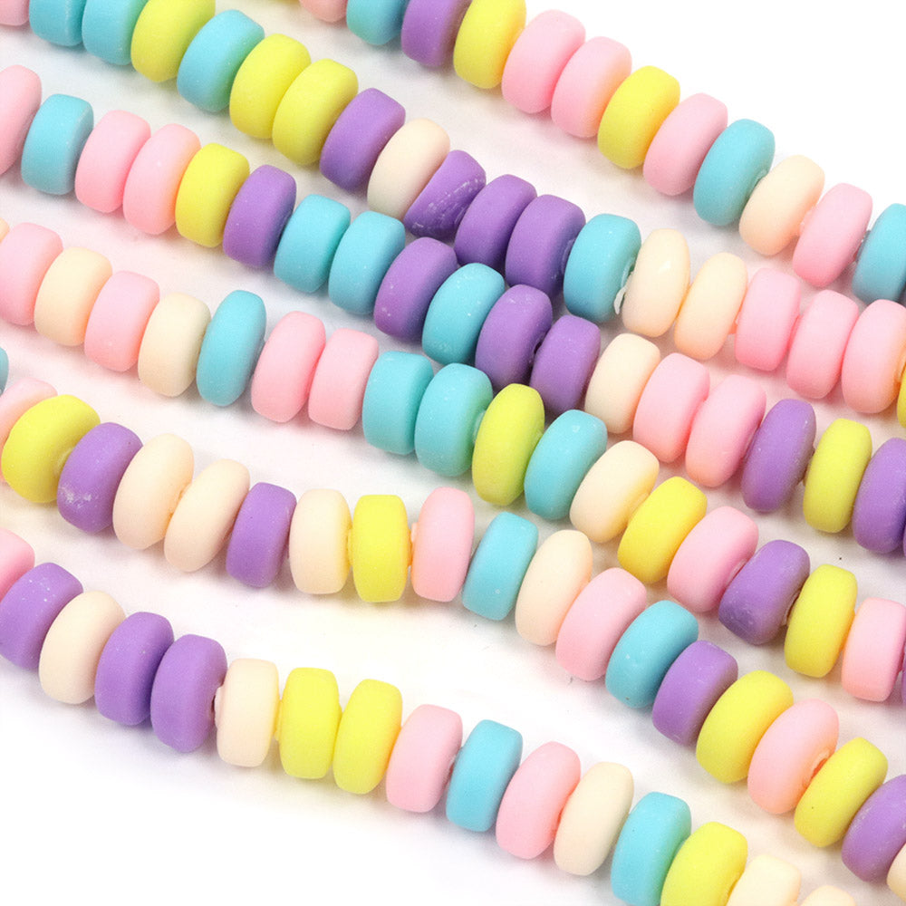 Polymer Clay Spring Donuts 6x3mm - 39cm Strand