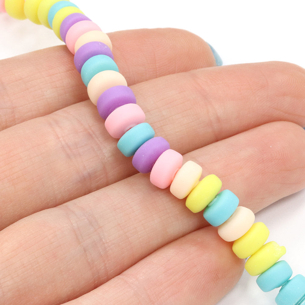 Polymer Clay Spring Donuts 6x3mm - 39cm Strand