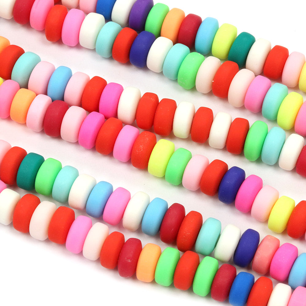 Polymer Clay Bright Donuts 6x3mm - 39cm Strand