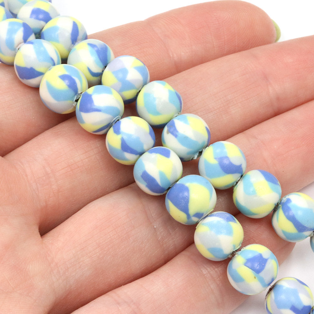 Polymer Clay Sky Blue Confetti Rounds 8mm - 32cm Strand