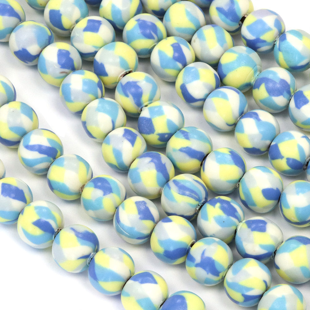 Polymer Clay Sky Blue Confetti Rounds 8mm - 32cm Strand