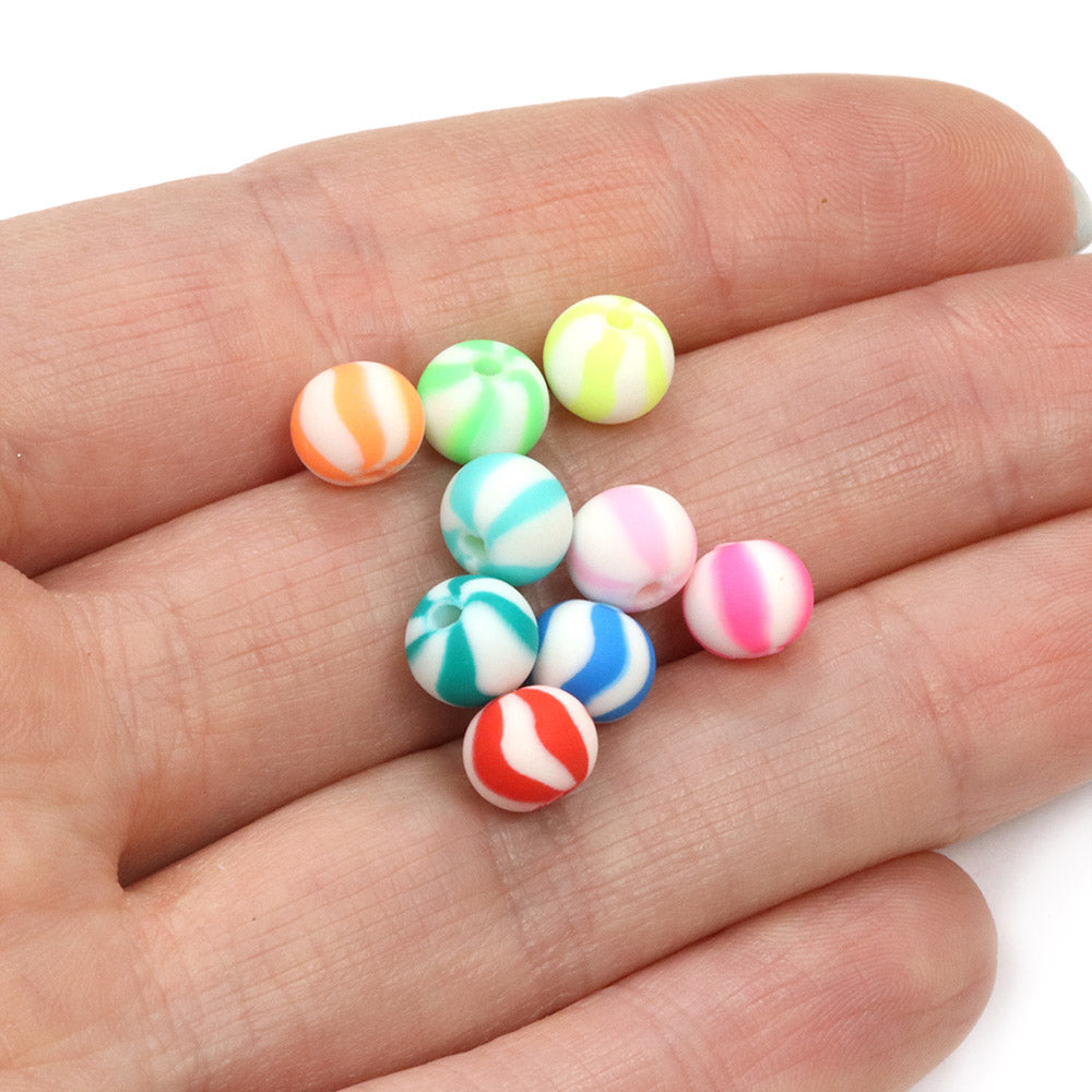 Polymer Clay Rainbow Stripy Rounds 6mm - Pack of 50