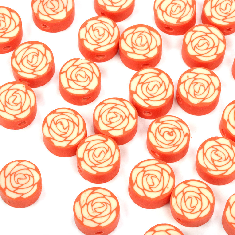 Polymer Clay Rose 10mm - Pack of 50