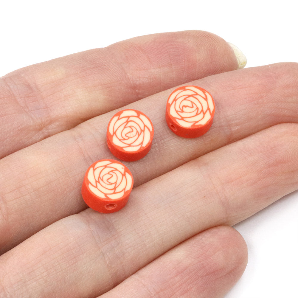 Polymer Clay Rose 10mm - Pack of 50