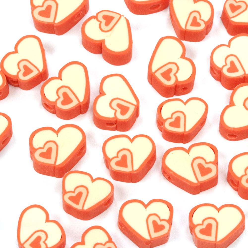 Polymer Clay Double Heart 10mm - Pack of 50