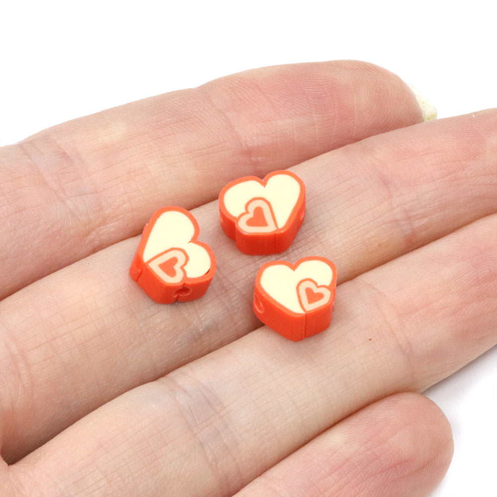 Polymer Clay Double Heart 10mm - Pack of 50