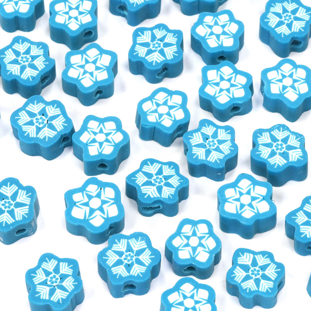 Polymer Clay Snowflake 10mm - Pack of 50