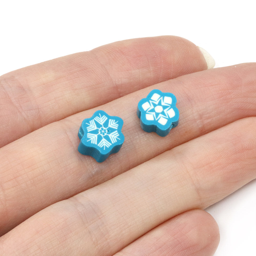 Polymer Clay Snowflake 10mm - Pack of 50