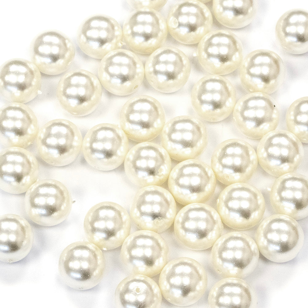 Pearl White Glass Round 10mm-Pack of 50