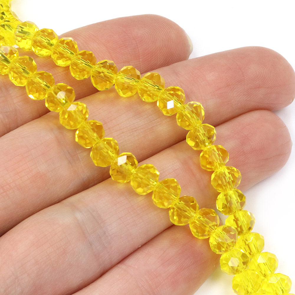 Faceted Rondelle Yellow 4x6mm - 1 string