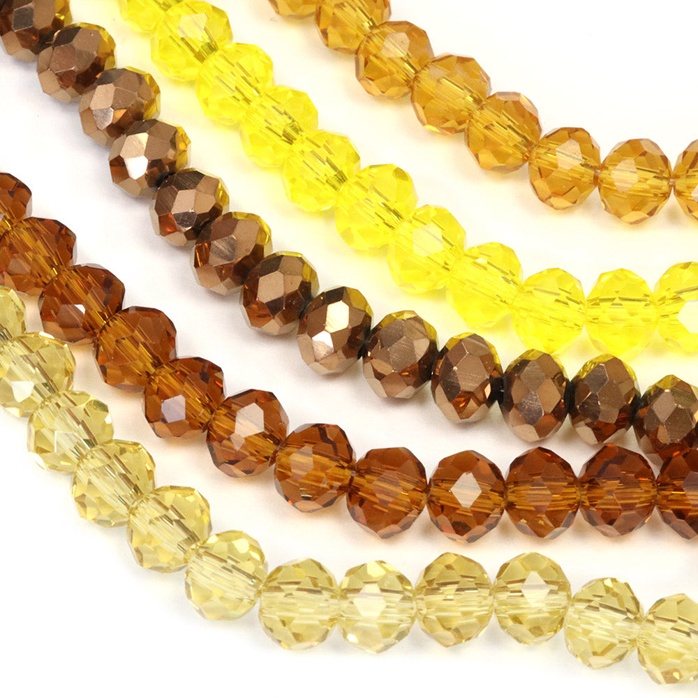 Glass Bead Bundle Topaz Rondelle - 5 Strands