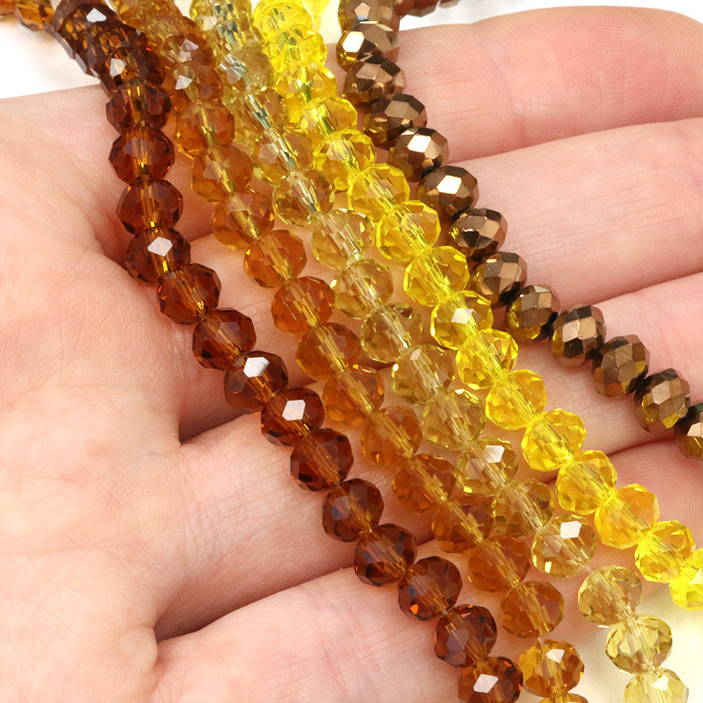 Glass Bead Bundle Topaz Rondelle - 5 Strands