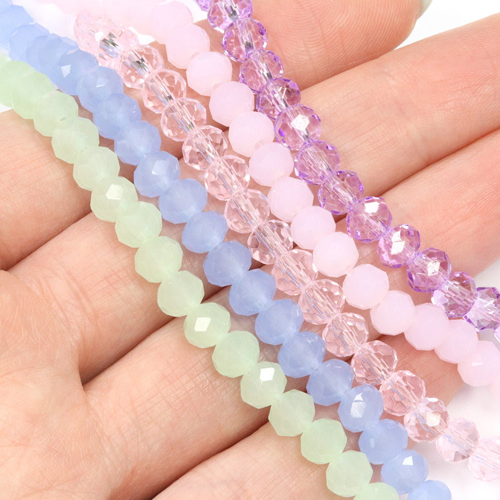 Glass Bead Bundle Spring Rondelle Mix - 5 Strands