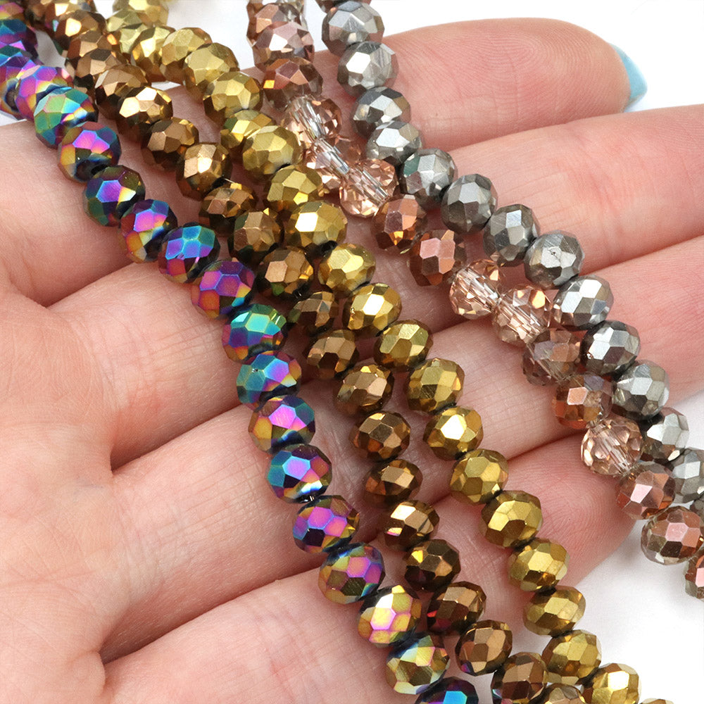 Glass Bead Bundle Metallic Rondelle - 5 Strands