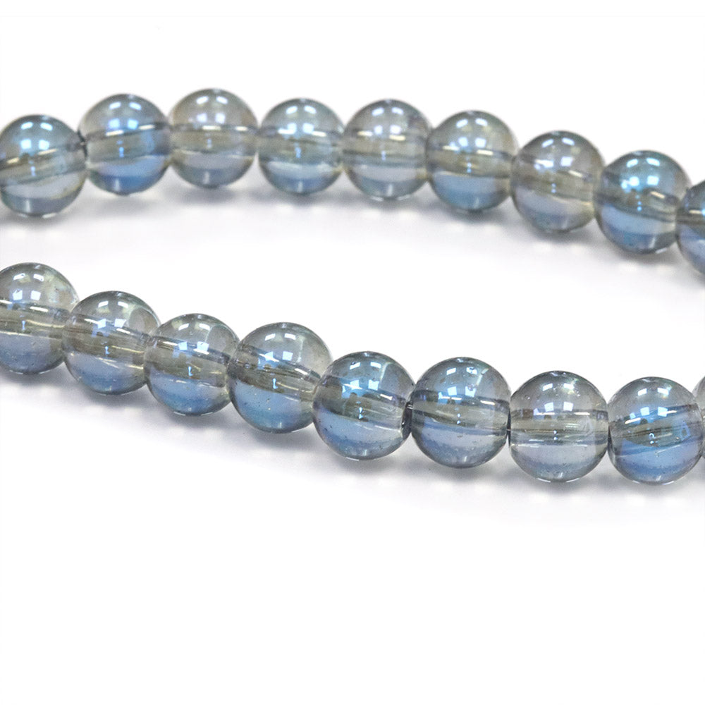 Glass Round Clear Blue 6mm - 1 String