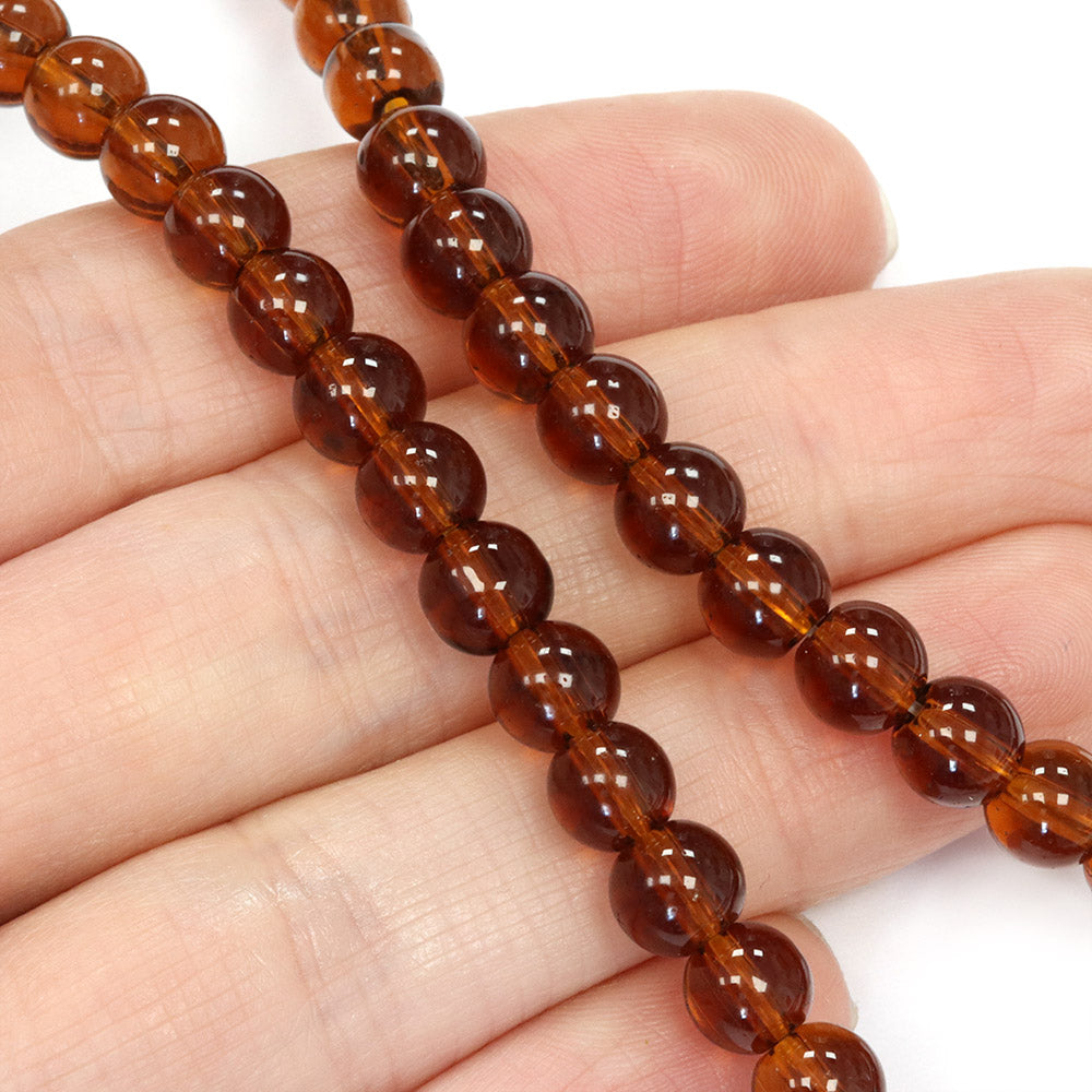 Glass Round Chocolate 6mm - 1 String