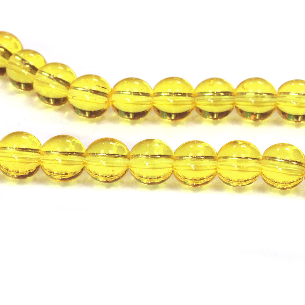 Glass Round Yellow 6mm - 1 String