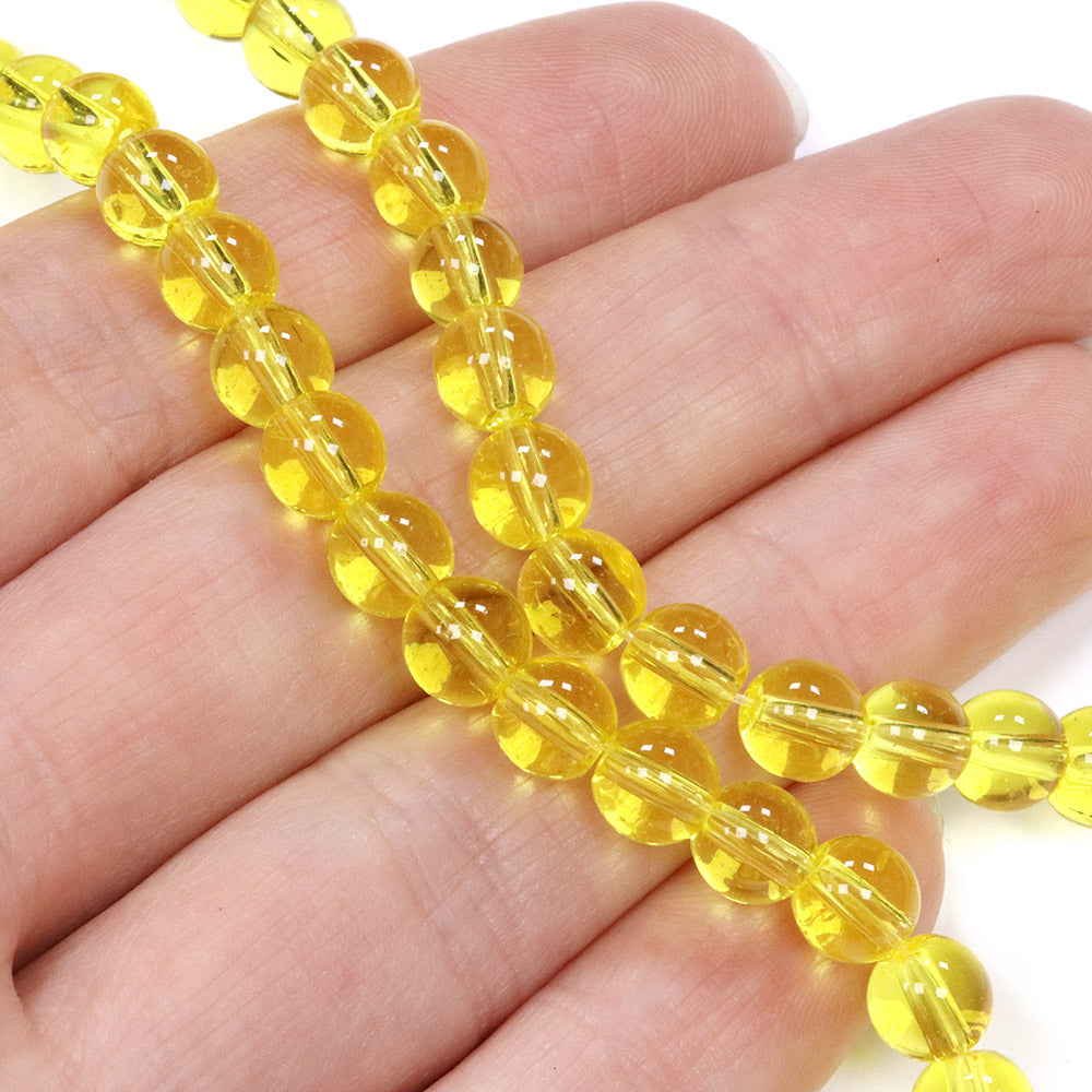 Glass Round Yellow 6mm - 1 String