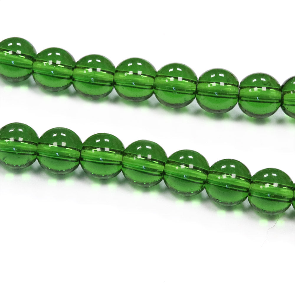 Glass Round Green 6mm - 1 String