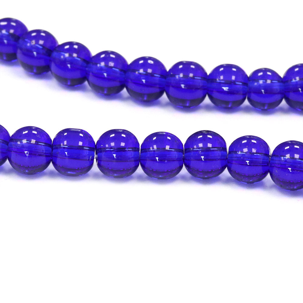 Glass Round Cobalt Blue 6mm - 1 String