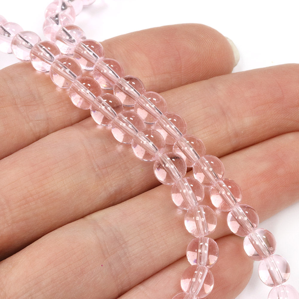 Glass Round Pale Pink 6mm - 1 String