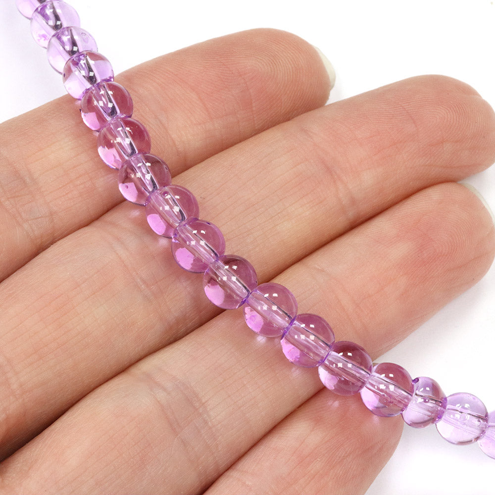 Glass Round Pale Violet 6mm - 1 String