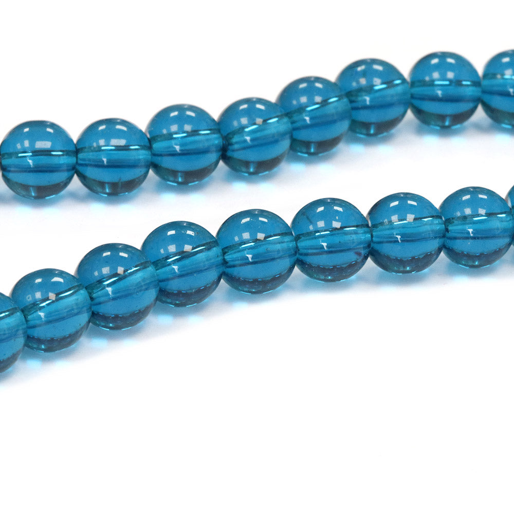 Glass Round Teal 6mm - 1 String