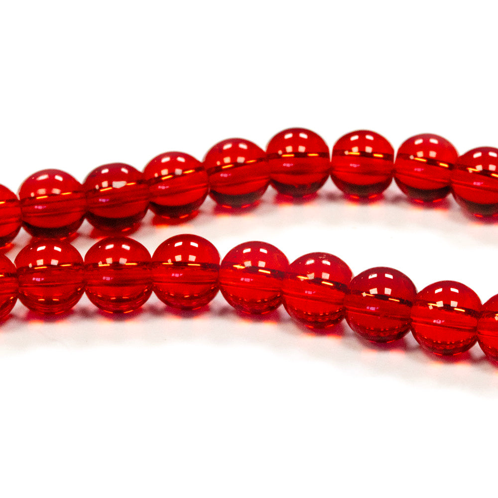 Glass Round Dark Red 6mm - 1 String