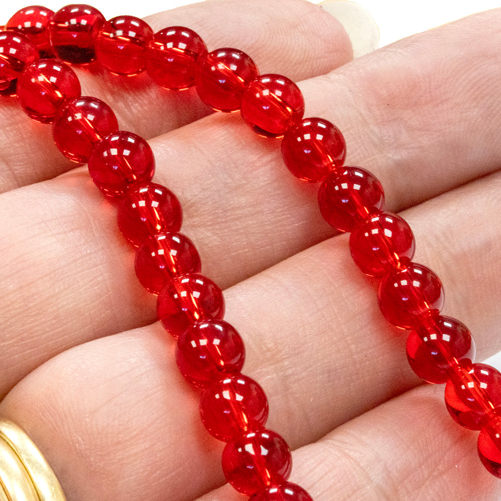 Glass Round Dark Red 6mm - 1 String