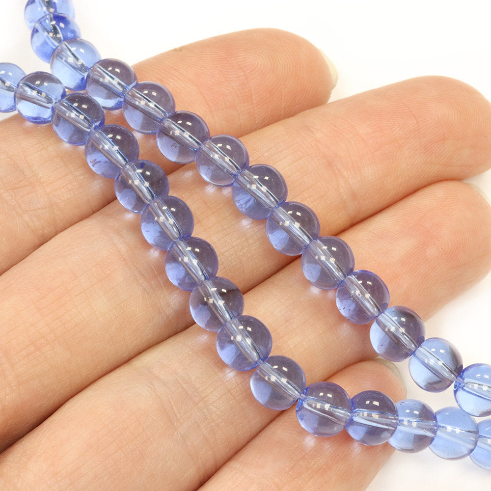 Glass Round Pale Blue 6mm - 1 String