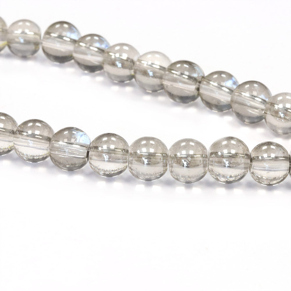 Glass Round Pale Grey 6mm - 1 String