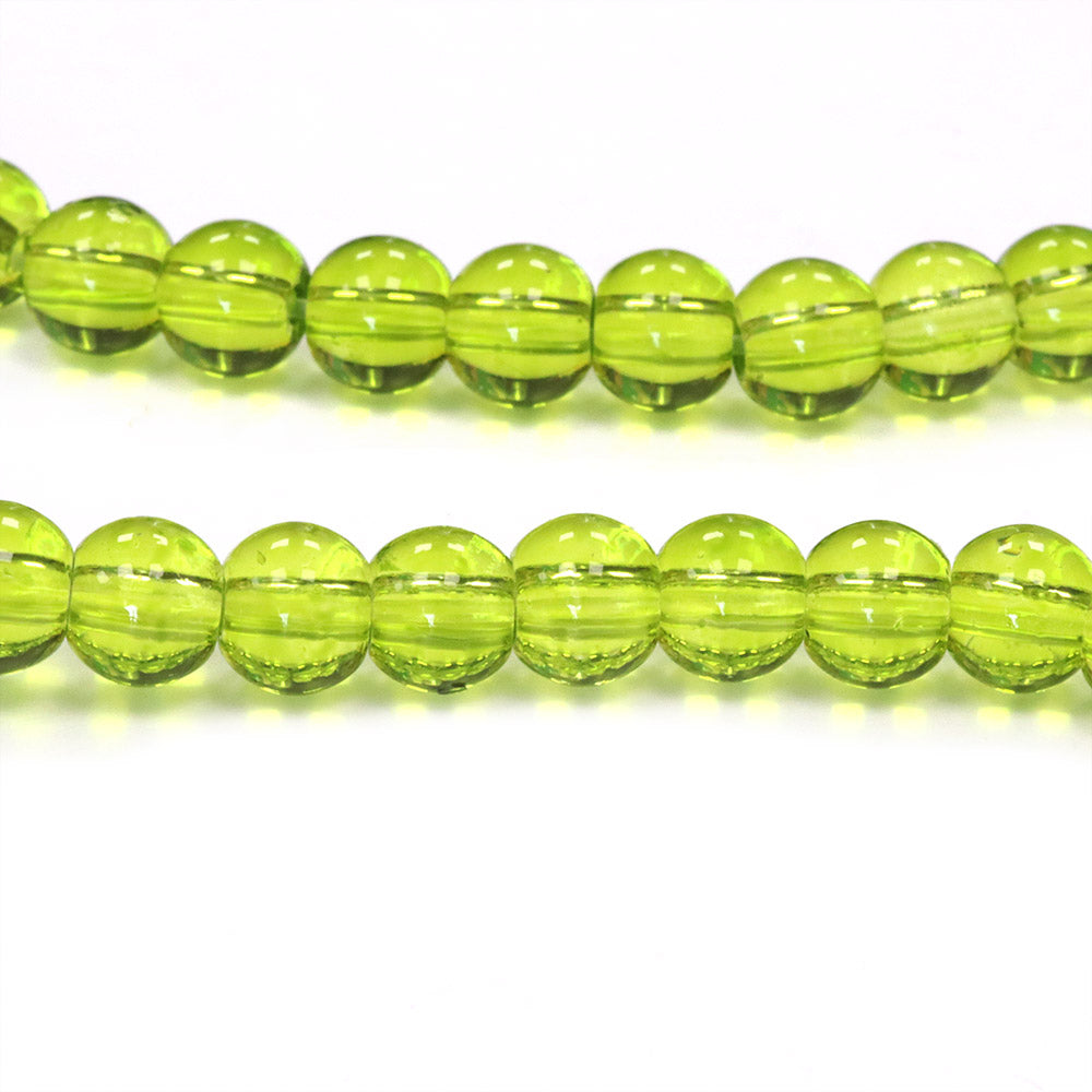 Glass Round Olive 6mm - 1 String