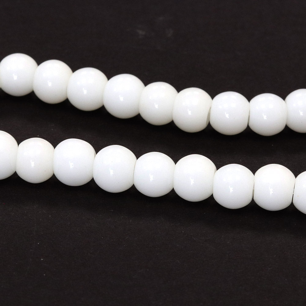 Glass Round White 6mm - 1 String