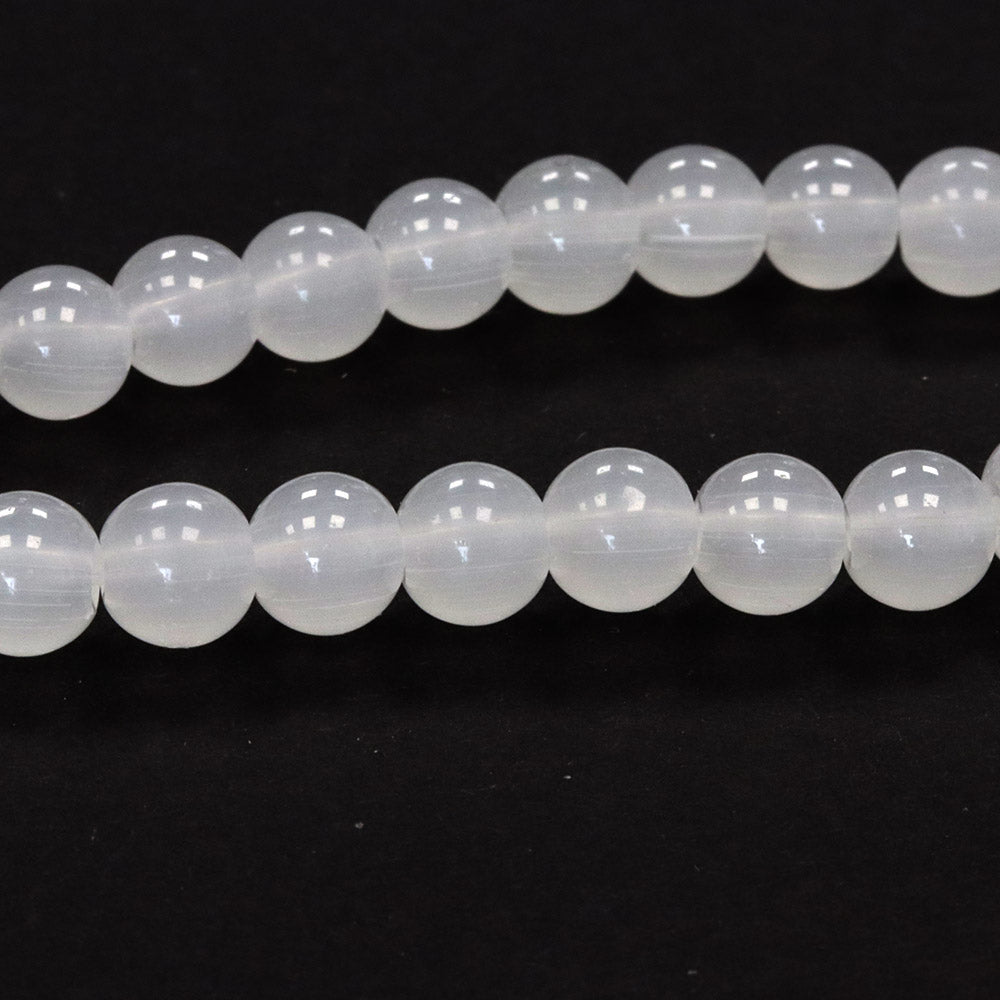 Glass Round White 6mm - 1 String