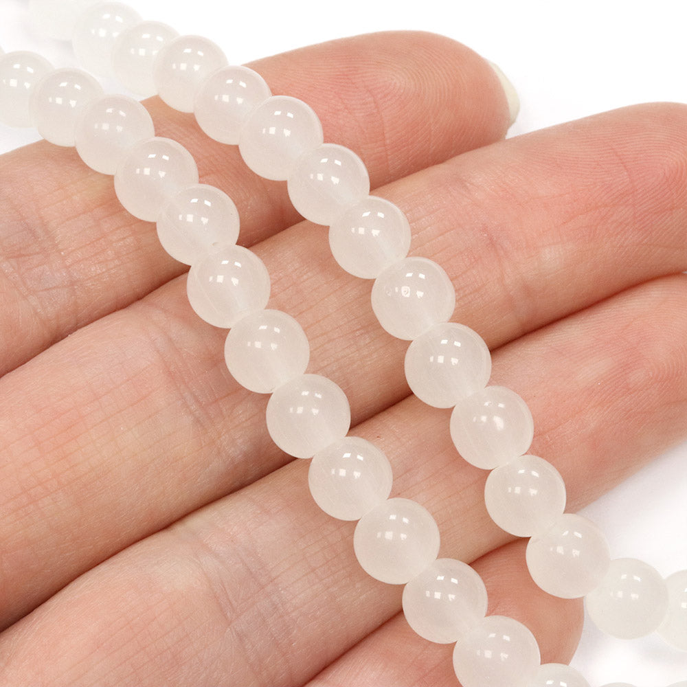 Glass Round White 6mm - 1 String