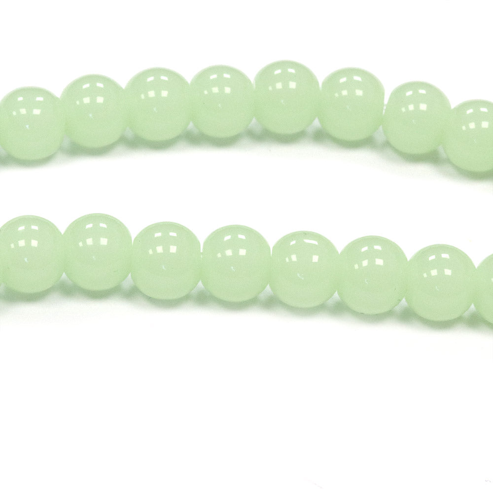 Glass Round Pale Green 6mm - 1 String