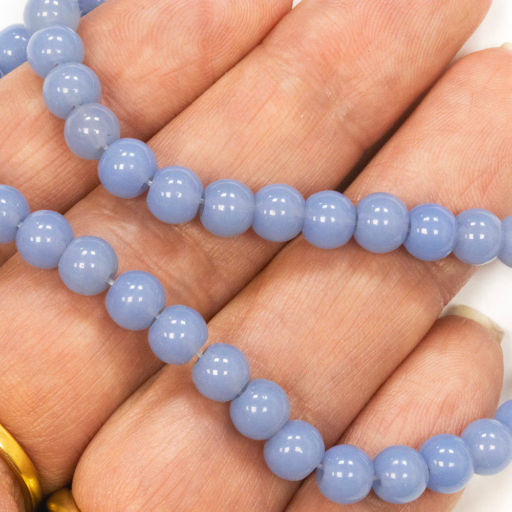 Glass Round Pale Blue 6mm - 1 String