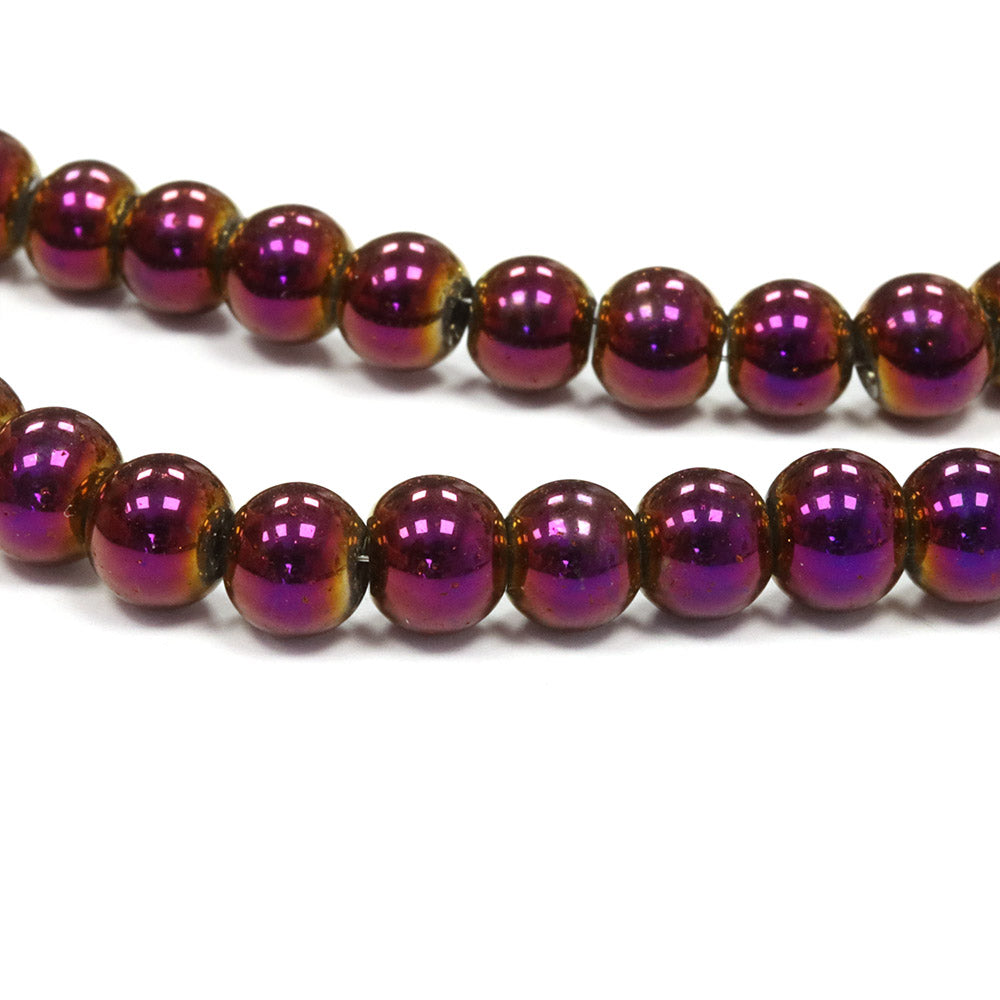 Glass Round Purple 6mm - 1 String