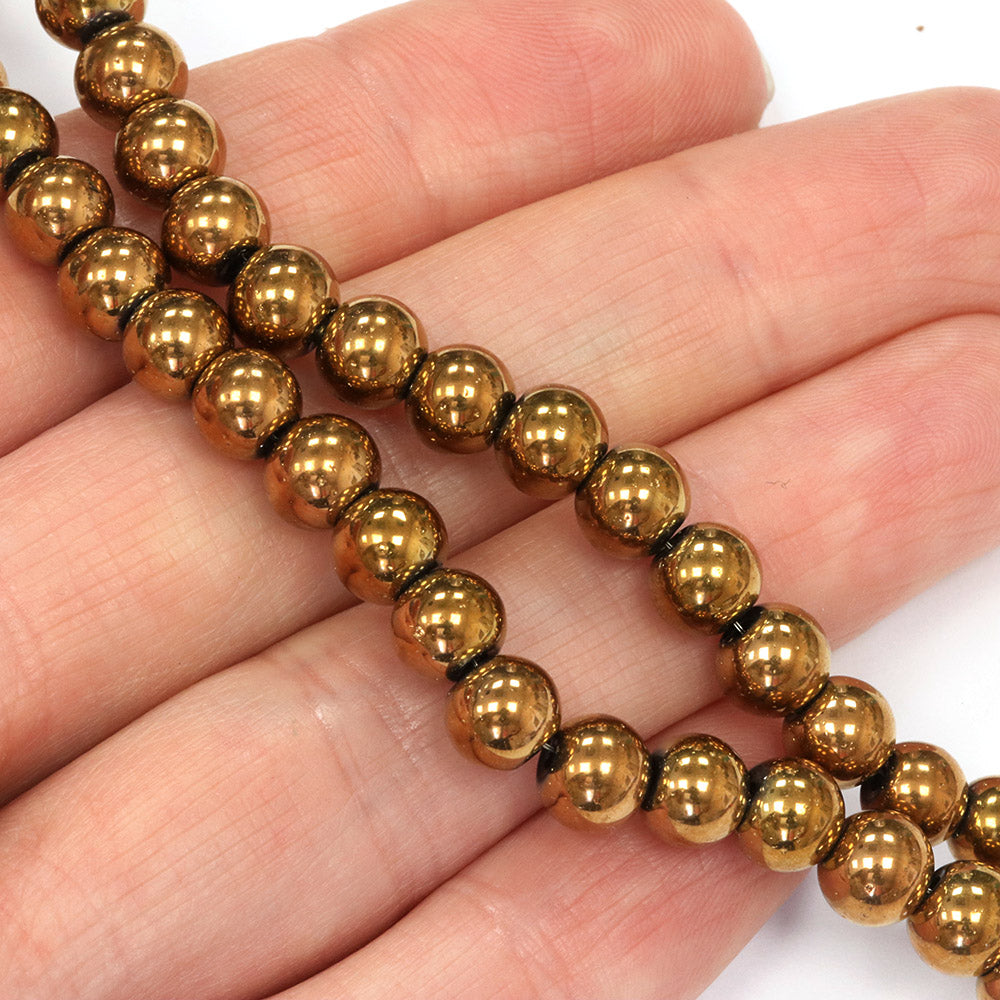 Glass Round Bronze 6mm - 1 String